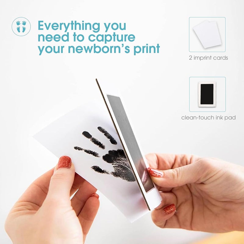 Pear Head Newborn Baby Handprint and Footprint Kit - No Mess Clean-Touch Ink Pad With Impression Cards, Safe for Skin, Perfect Keepsake for Family, Acid-Free, Black - Image 2